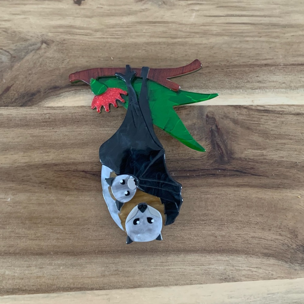 Erstwilder Frankie & Finn Flying Foxes Brooch bat pin